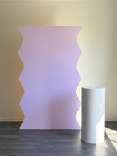 Load image into Gallery viewer, Purple wavy wooden backdrop 2m H x 1.2m W +1 plain plinth
