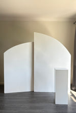 Load image into Gallery viewer, 2 MDF wooden backdrops + 1 plain plinth, size 2m Hx 1.2m W &amp; 1.6m H x 1m W
