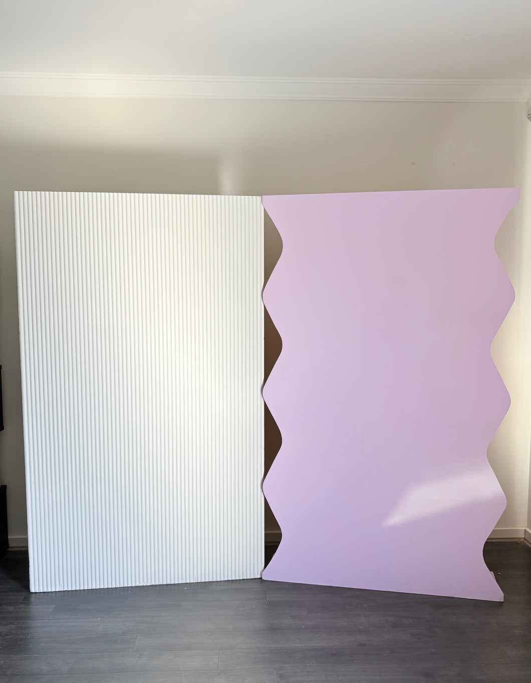 2 MDF Wooden backdrops, 2m H x 1.2m W each